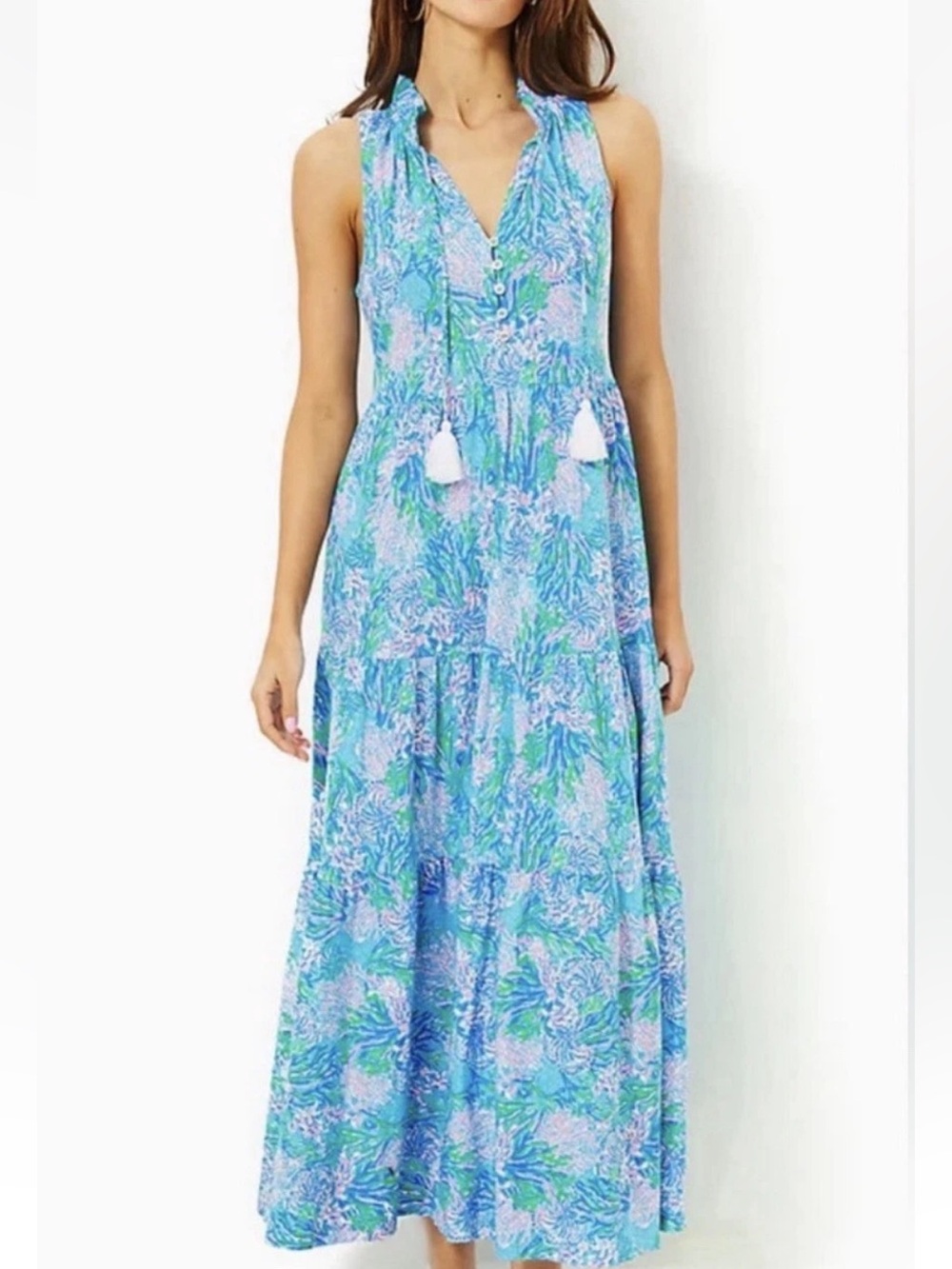 LILLY PULITZER MALONE MAXI DRESS 
LAS OLAS AQUA STRONG CURRENT SEA XL